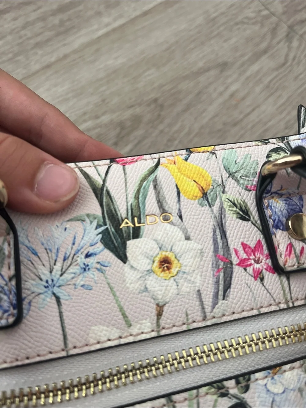 Aldo Floral Print Mini Satchel in Blush Pink